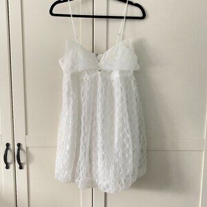 NWT Storia White Tulle Mini Dress with Bow | Bachelorette Bridal Dress | Size M